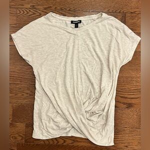 Express Women's Light Cream Twist Front Tee